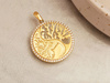 Zawieszka złota okrągła z drzewkiem szczęścia