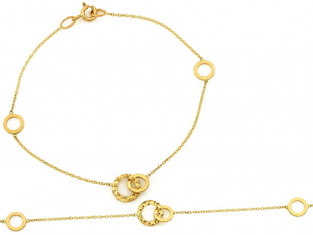 Bransoletka złota delikatna z obrączkami ringami