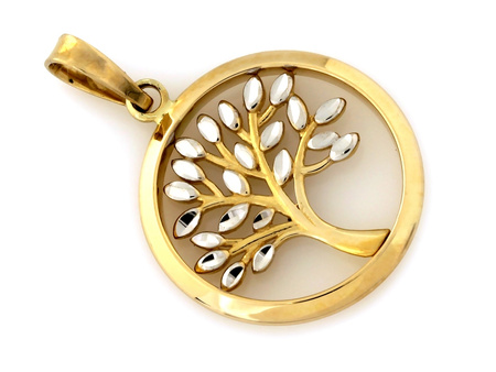 Zawieszka złota dwukolorowe drzewko szczęścia