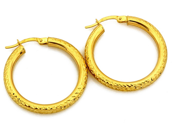 Kolczyki złote koła duże zdobione 28mm