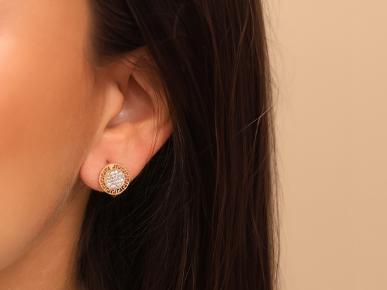 Kolczyki złote angielskie okrągłe z cyrkoniami