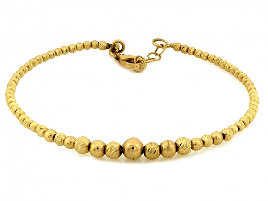 Bransoletka złota sztywna z z diamentowanych kulek