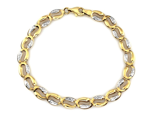 Bransoletka złota z dwukolorowych owalnych elementów