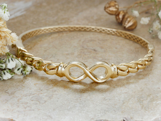 Bransoletka złota sztywna z nieskończonością