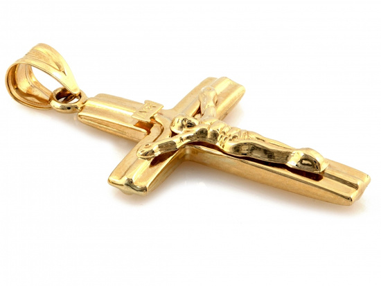 Krzyżyk złoty z pasyjką z Jezusem duży męski