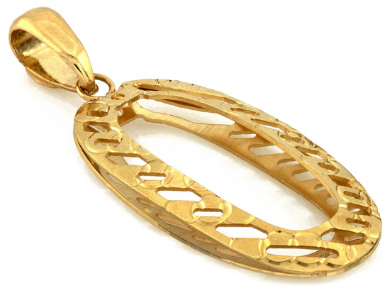 Zawieszka złota duża owalna błyszcząca