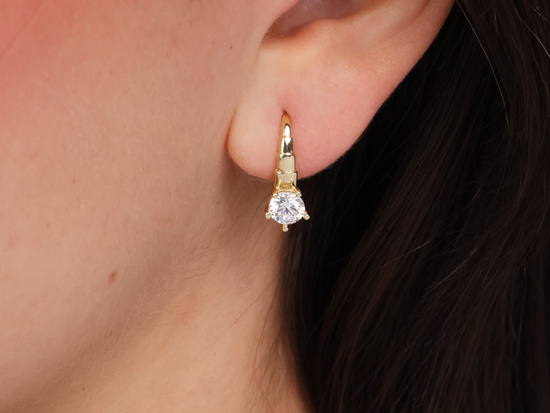 Kolczyki złote angielskie klasyczne z cyrkoniami