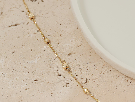 Bransoletka złota łańcuszek z kulkami i kostkami