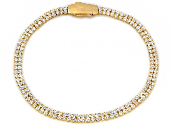 Bransoletka złota dwa rzędy cyrkonii