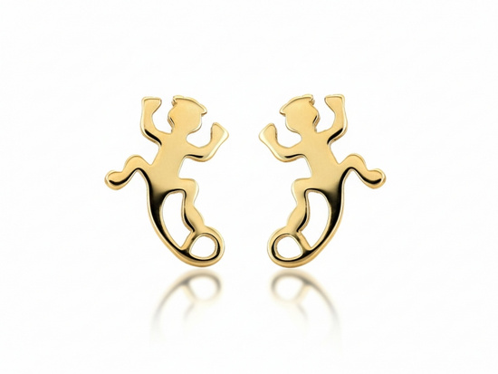 Kolczyki złote jaszczurka na sztyfcie