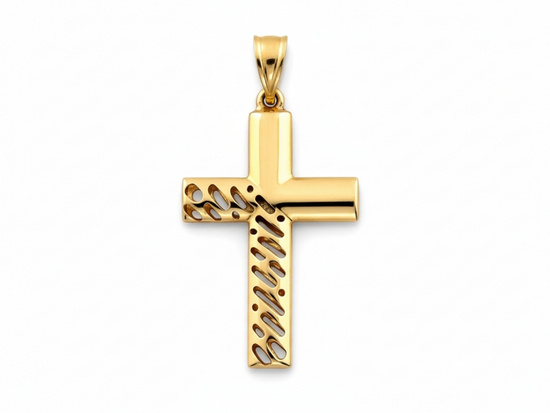 Piękny ażurowy krzyżyk złoty