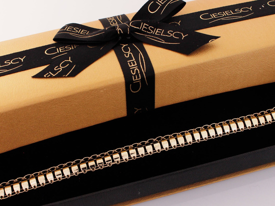 Bransoletka złota spleciona z ruchomych ażurowych elementów