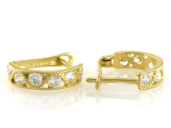 Kolczyki złote dla dziewczynki z cyrkoniami