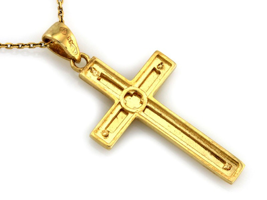 Krzyżyk dwa kolory złota