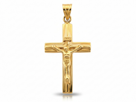 Krzyżyk złoty z pasyjką z Jezusem duży męski