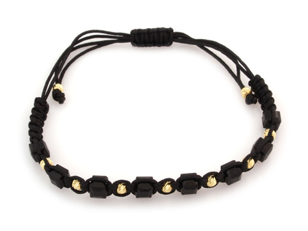 Bransoletka sznurkowa ze złotymi frezowanymi kulkami