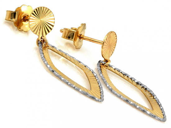 Kolczyki złote wiszące na sztyfcie