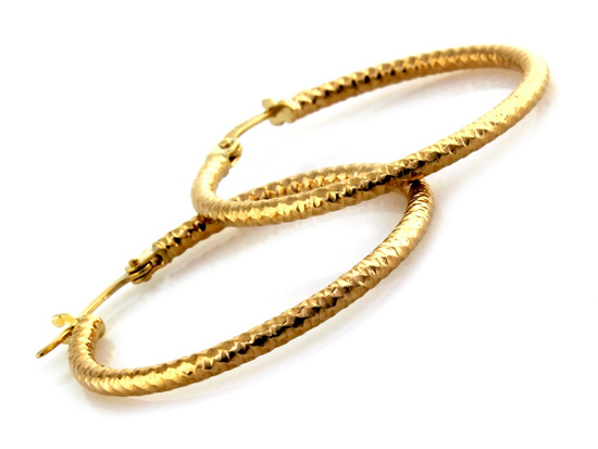 Kolczyki złote koła zdobione 30mm