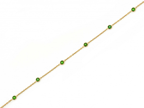 Bransoletka złota z zielonymi cyrkoniami