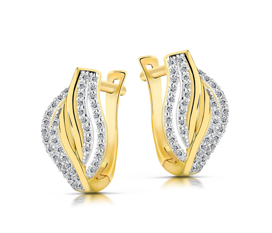 Złote kolczyki 585 z cyrkoniami - klasyczne