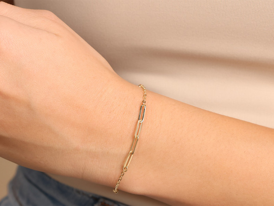 Bransoletka złota z kuleczkami wstawka z dużych ogniw