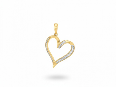Zawieszka złota duże serce z cyrkoniami kontury