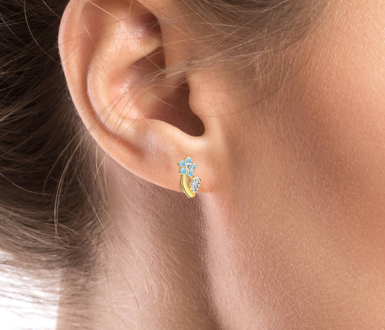 Złote kolczyki 333 dla dziewczynki - kwiatki