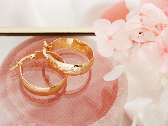 Kolczyki złote szerokie błyszczące koła 24mm