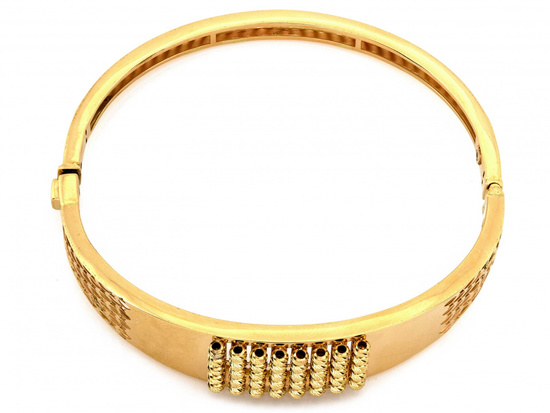 Złota bransoleta sztywna bangle ekskluzywna z kulkami