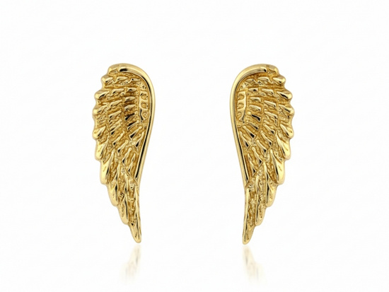 Kolczyki złote skrzydła przy uchu na sztyfcie 