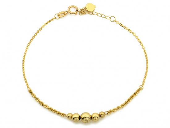 Bransoletka złota łańcuszkowa z kuleczkami