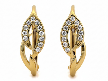 Delikatne złote kolczyki angielskie przeplatane z cyrkoniami