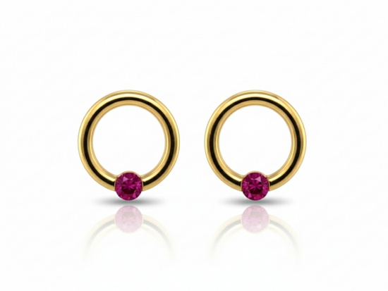 Ringi na sztyfcie z małym różowym kamieniem