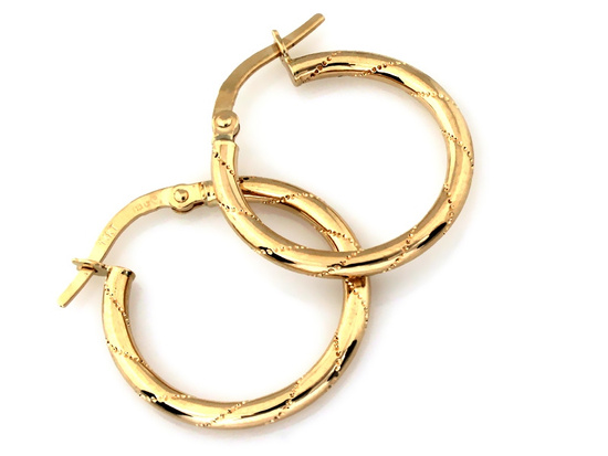 Diamentowane złote kolczyki małe koła 20mm