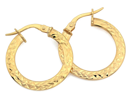 Kolczyki złote koła jednostronnie frezowane 21mm