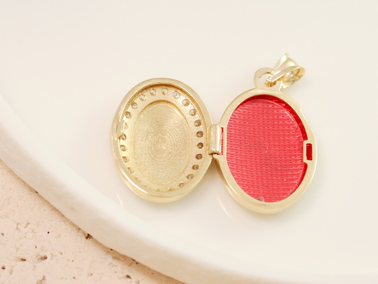 Złota zawieszka puzderko na fotografię z cyrkoniami