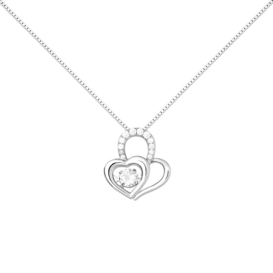 Zawieszka srebrna 925 z diamentowymi cyrkoniami - serce, serca