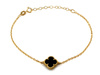 Bransoletka złota łańcuszkowa z czarnym kwiatkiem