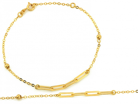 Bransoletka złota z kuleczkami wstawka z dużych ogniw