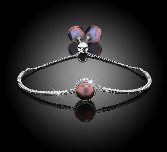 Bransoletka srebrna 925 z perłami i diamentowymi cyrkoniami