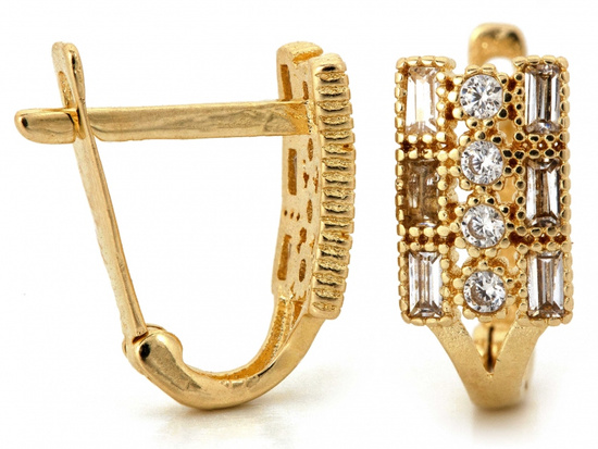 Delikatne złote kolczyki angielskie z cyrkoniami