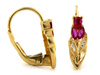 Kolczyki złote angielskie z czerwonymi cyrkoniami