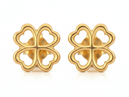 Kolczyki złote koniczynki na sztyfcie