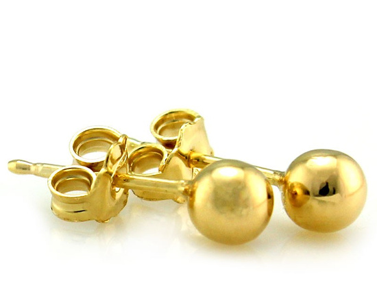 Złote kolczyki na sztyfcie kulki 6mm