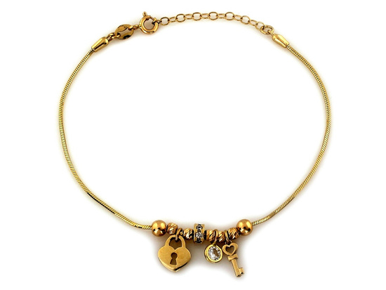 Bransoletka złota z zawieszkami z sercem kluczem