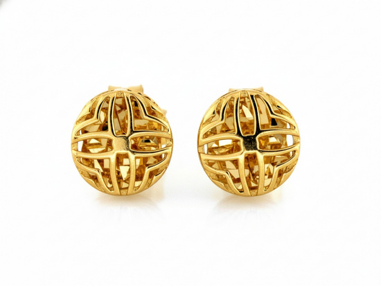 Kolczyki złote ażurowe okrągłe na sztyfcie