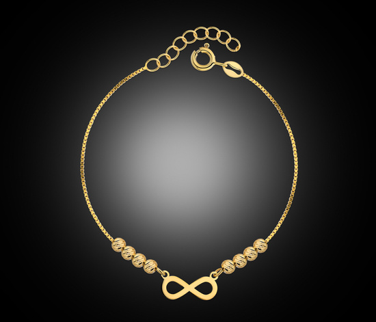 Złota bransoletka 925 nieskończoność z kuleczkami - 15,5 - 18,5 cm