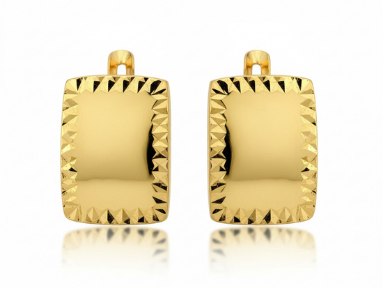 Kolczyki złote angielskie błyszczące prostokątne