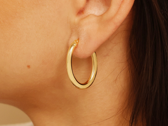 Kolczyki złote owalne błyszczące angielskie