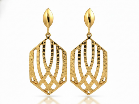 Kolczyki złote wiszące ażurowe geometryczne